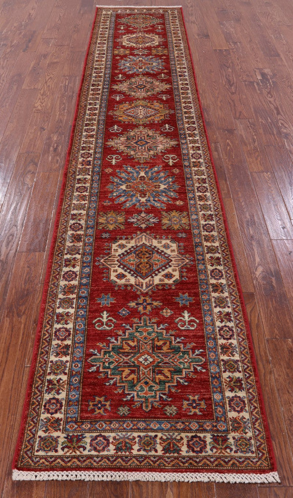Runner Super Kazak Handmade Rug 2' 8" X 12' 11" - Q12994