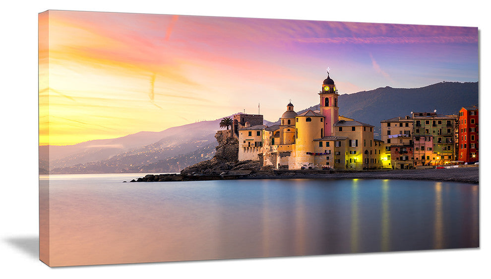 "Old Mediterranean Town at Sunrise" Large Wall Artwork