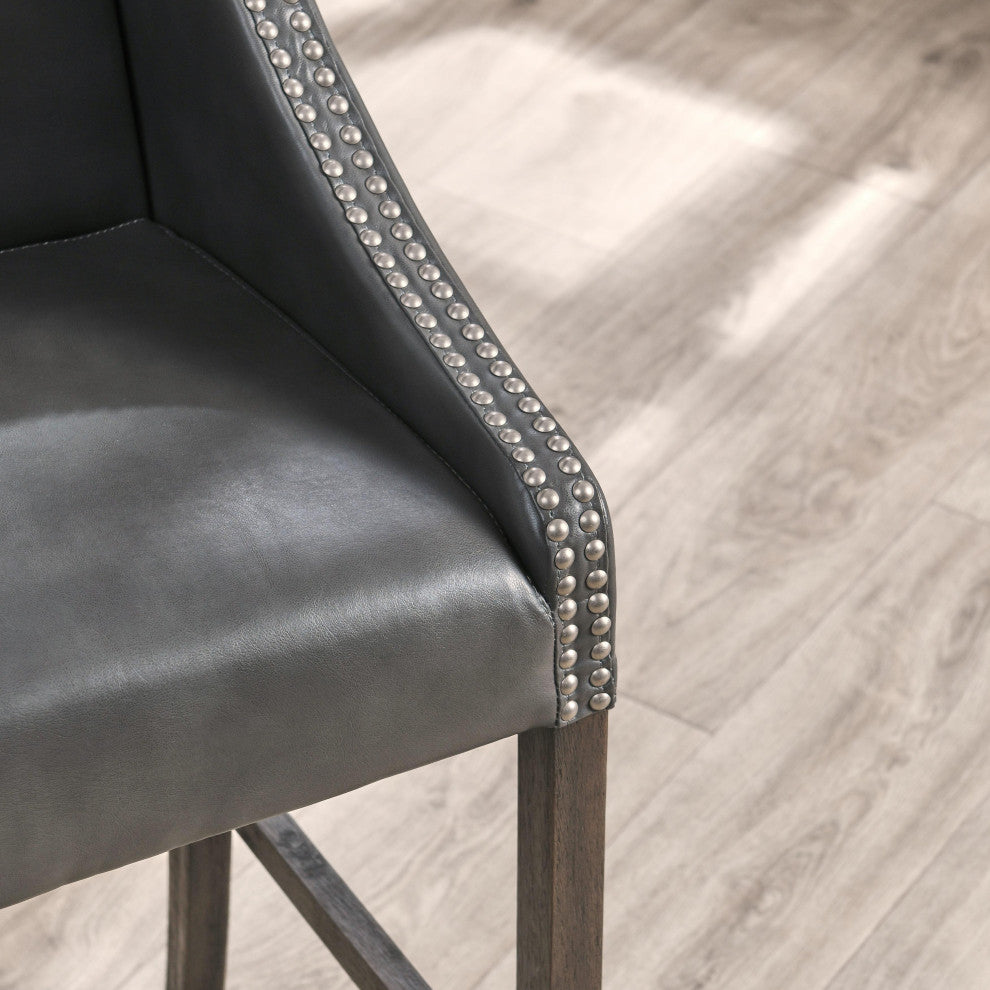 Castaic Stool by Kosas Home, Charcoal Gray, Bar Height