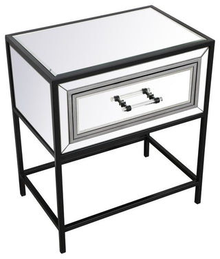 Bailee 21" Mirrored 1-Drawer End Table, Black