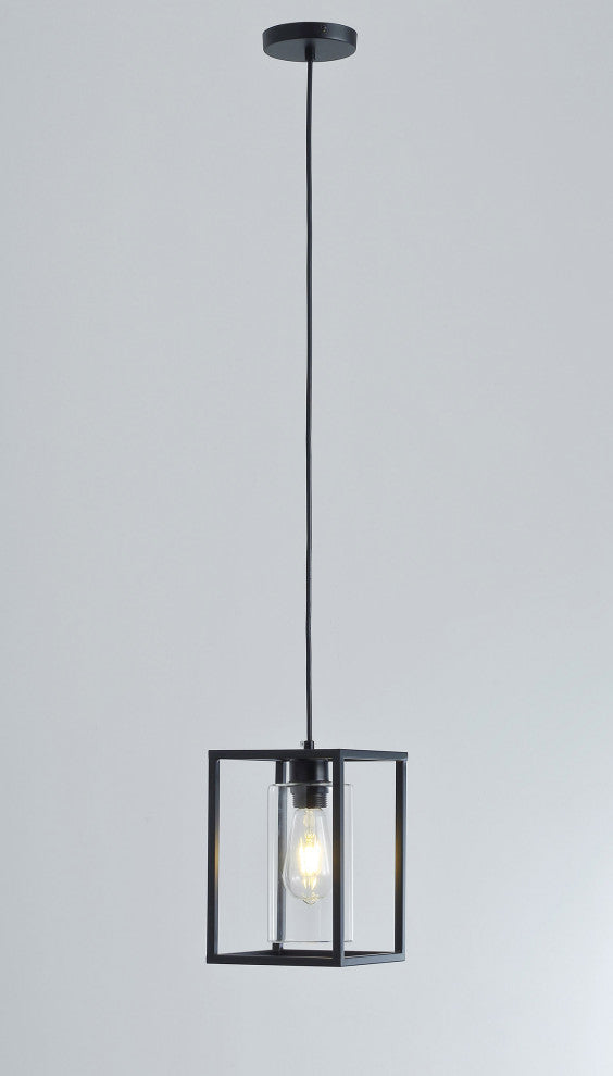 1-Light Rectangular Clear Glass Shade Pendant Lighting Chandelier