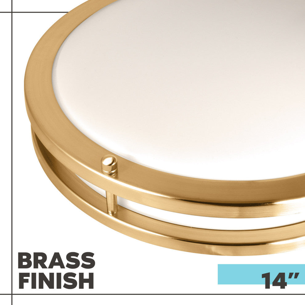 Luxrite 14" LED Flush Mount Light 5 Color Options 18W 1440lm Brass