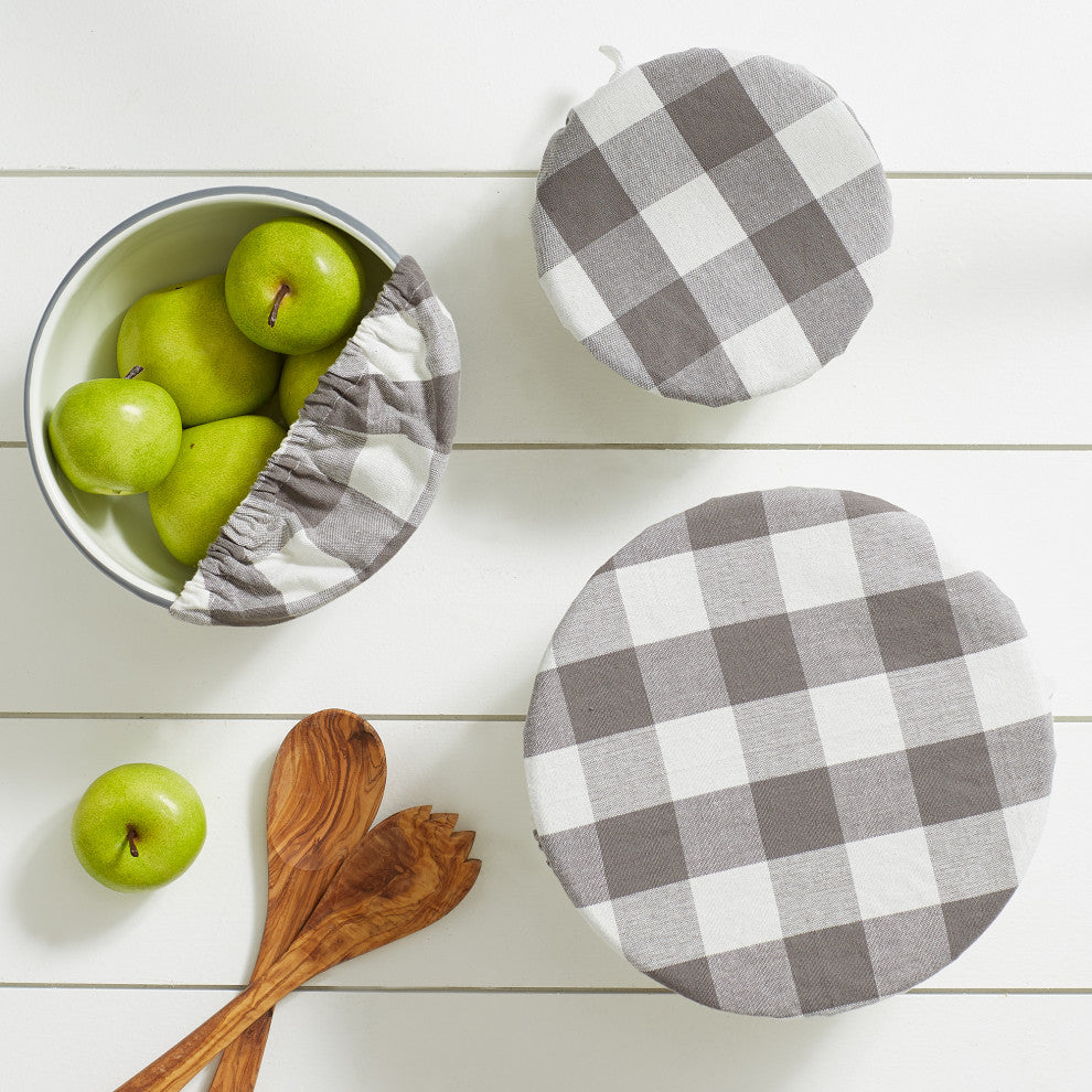 DII Asst Gray Buffalo Check Woven Dish Cover (Set of 3)