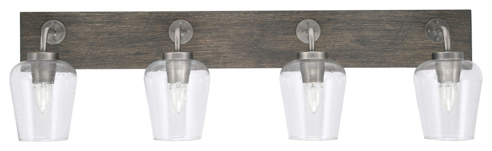Oxbridge, Bath Bar, Graphite & Painted Distressed Wood-look, 5" Clear Bubble