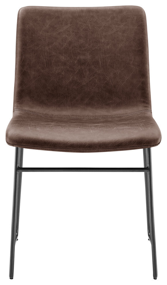 Bruce PU Dining Side Chair,, Set of 2, Toasted Dark Brown
