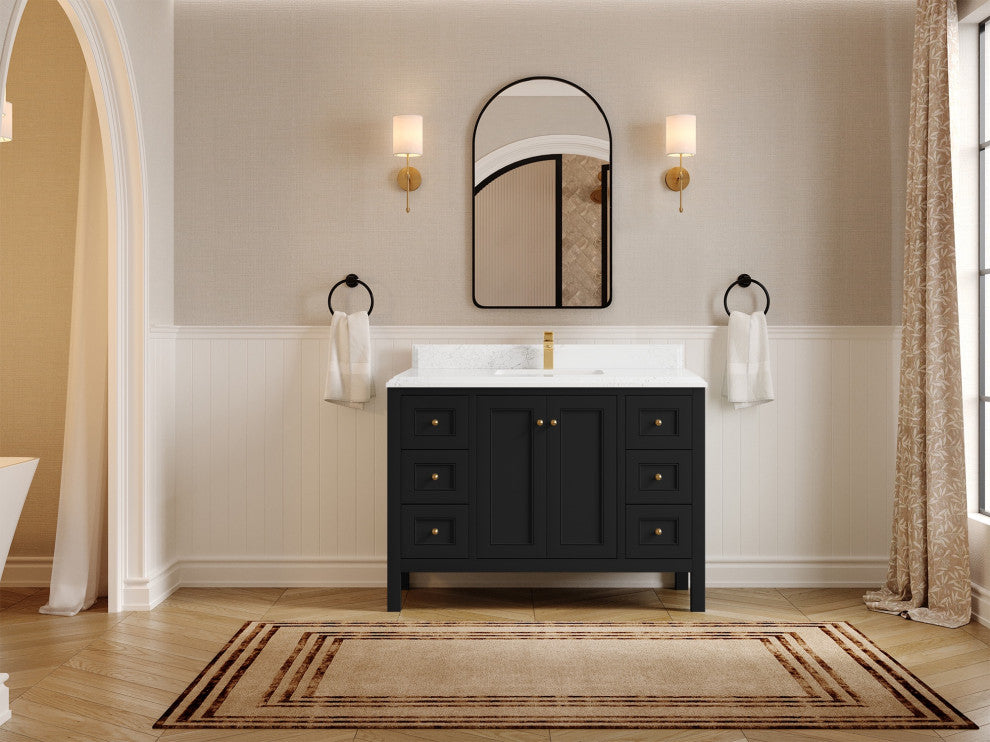 Nashville 48" Single Sink Bath Vanity, Black 1.5" Empira Quartz