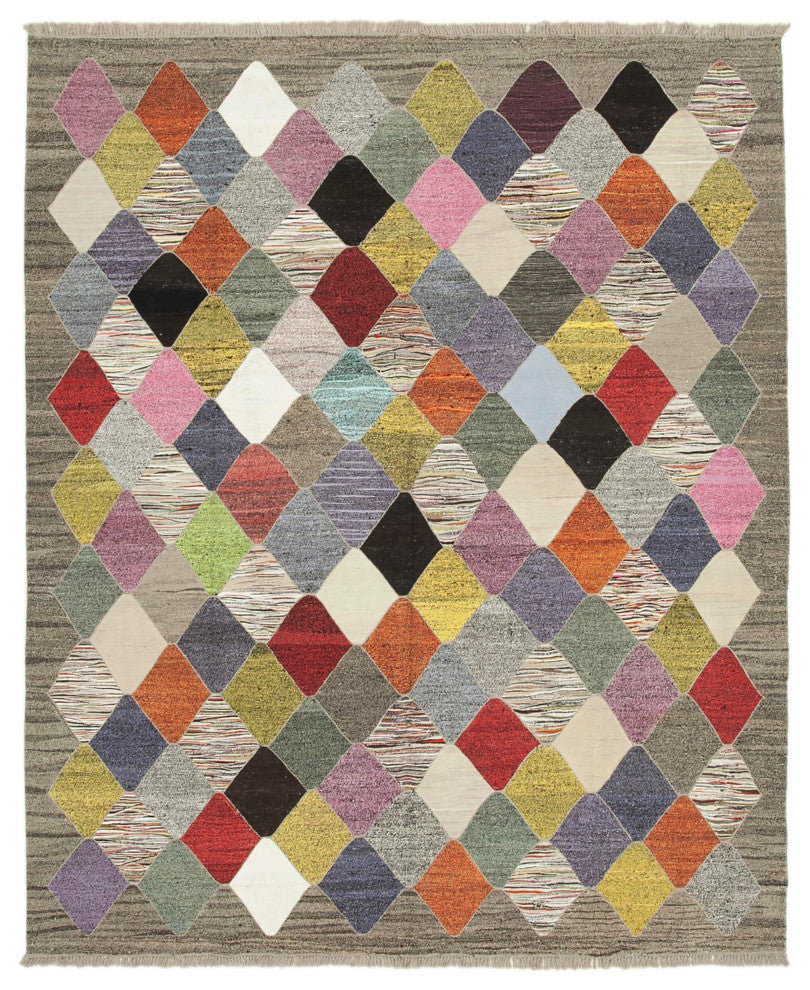 Rug N Carpet - Handmade Turkish 8' 6'' x 10' 0'' Modern Design Wool Kilim Rug
