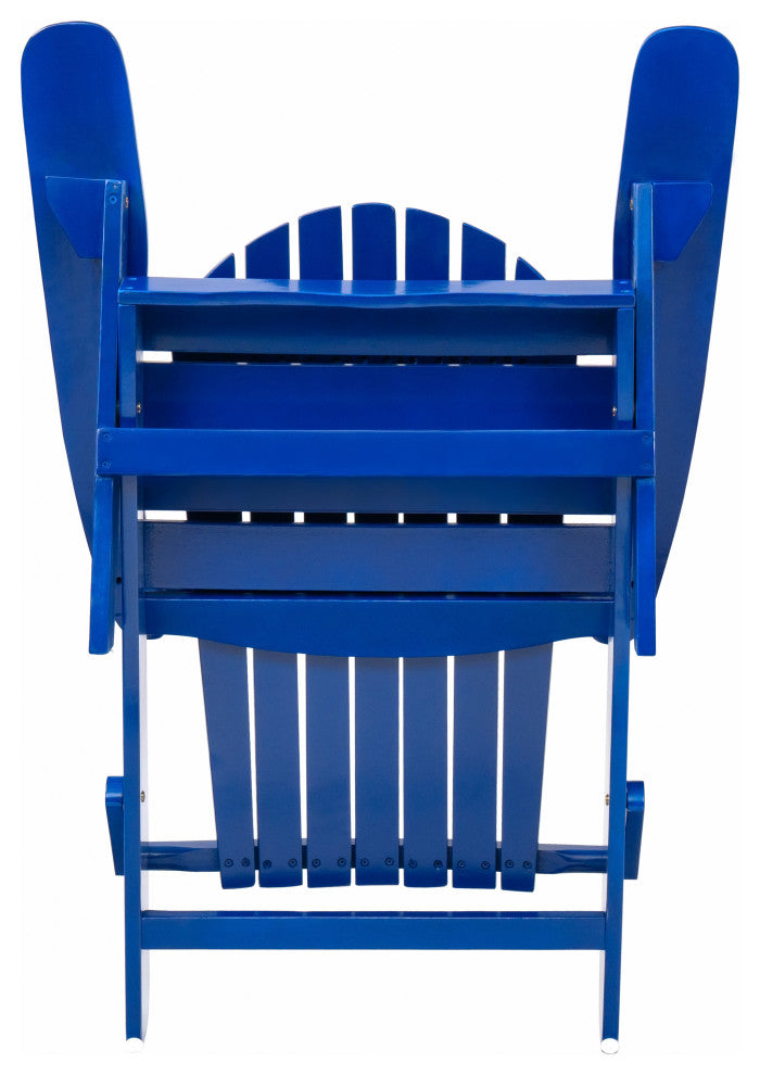 GDF Studio Milan Outdoor Rustic Acacia Wood Folding Adirondack Chair, Set of 2, Navy Blue