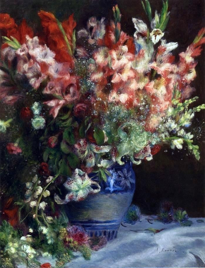 Pierre Auguste Renoir Gladiolas in a Vase, Gallery Wrapped Canvas, 21"x28"