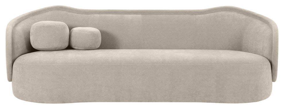 Circe Taupe Textured Velvet Sofa - Taupe