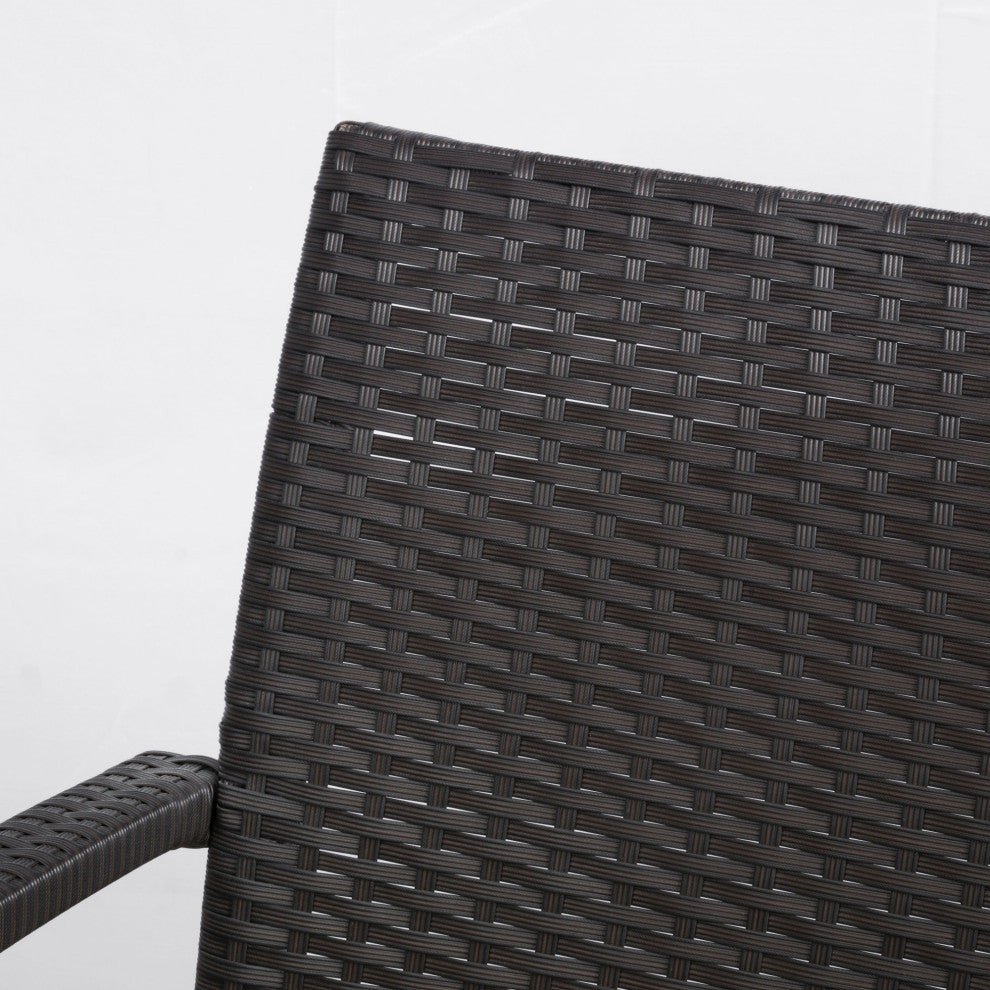 GDF Studio Kilburn Outdoor 4-Piece PE Wicker Chat Set, Multi Brown and Tan