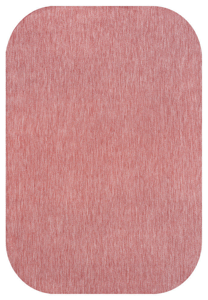 Miles Modern Minimalist Radius Corner Solid Indoor/Outdoor Shaped Area Rug