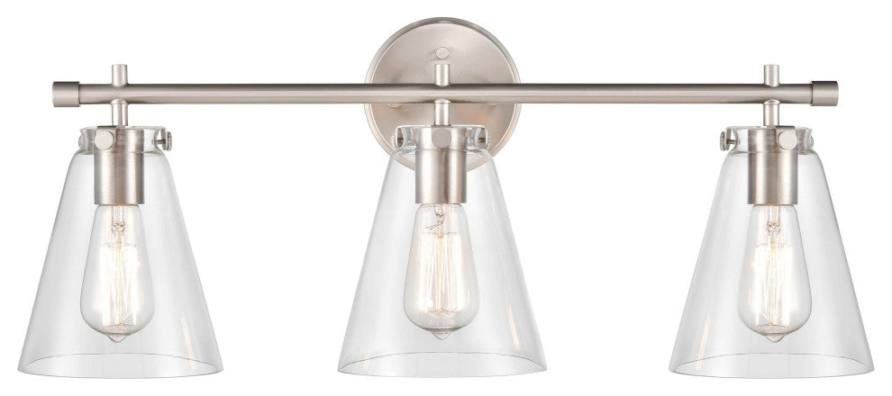 3 Light 27" Brushed Nickel Bathroom Vanity Light
