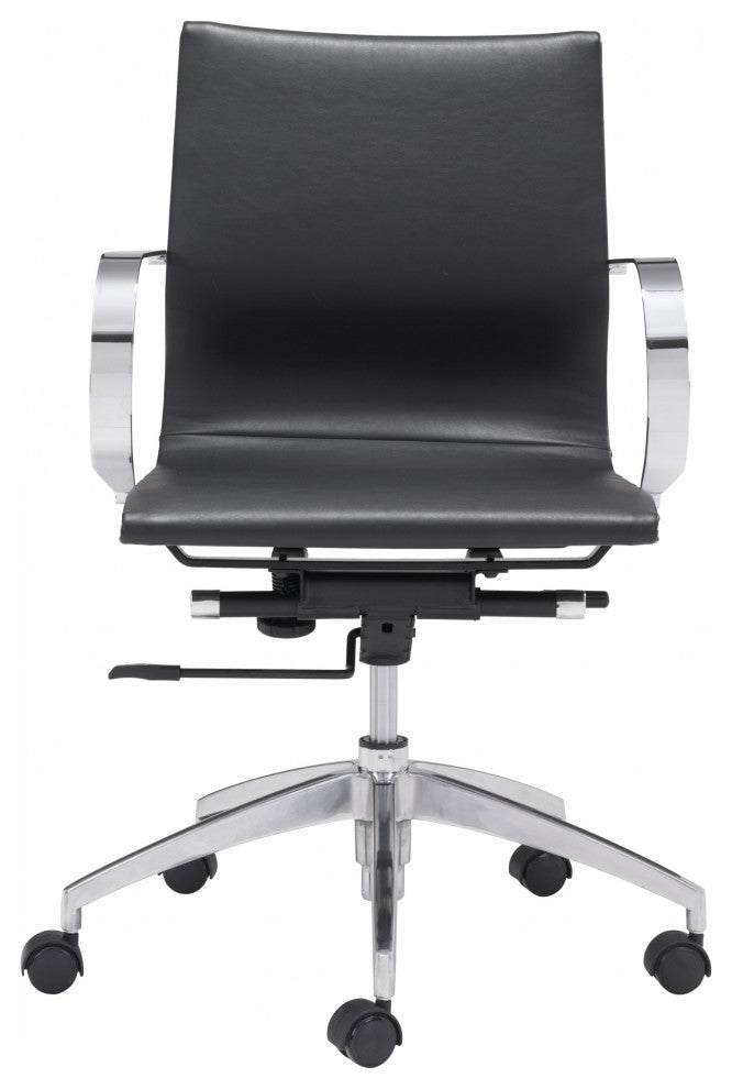 Black Ergonomic Conference Room Low Back Rolling Office Chair