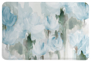 Laural Home Frosted Blue Blooms Memory Foam Rug