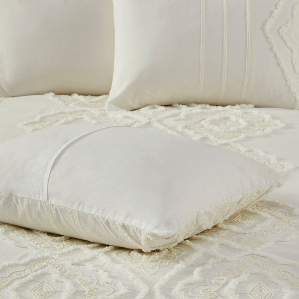 Madison Park Margot Geo Chenille 3-Piece Comforter/Duvet Cover Mini Set, Ivory