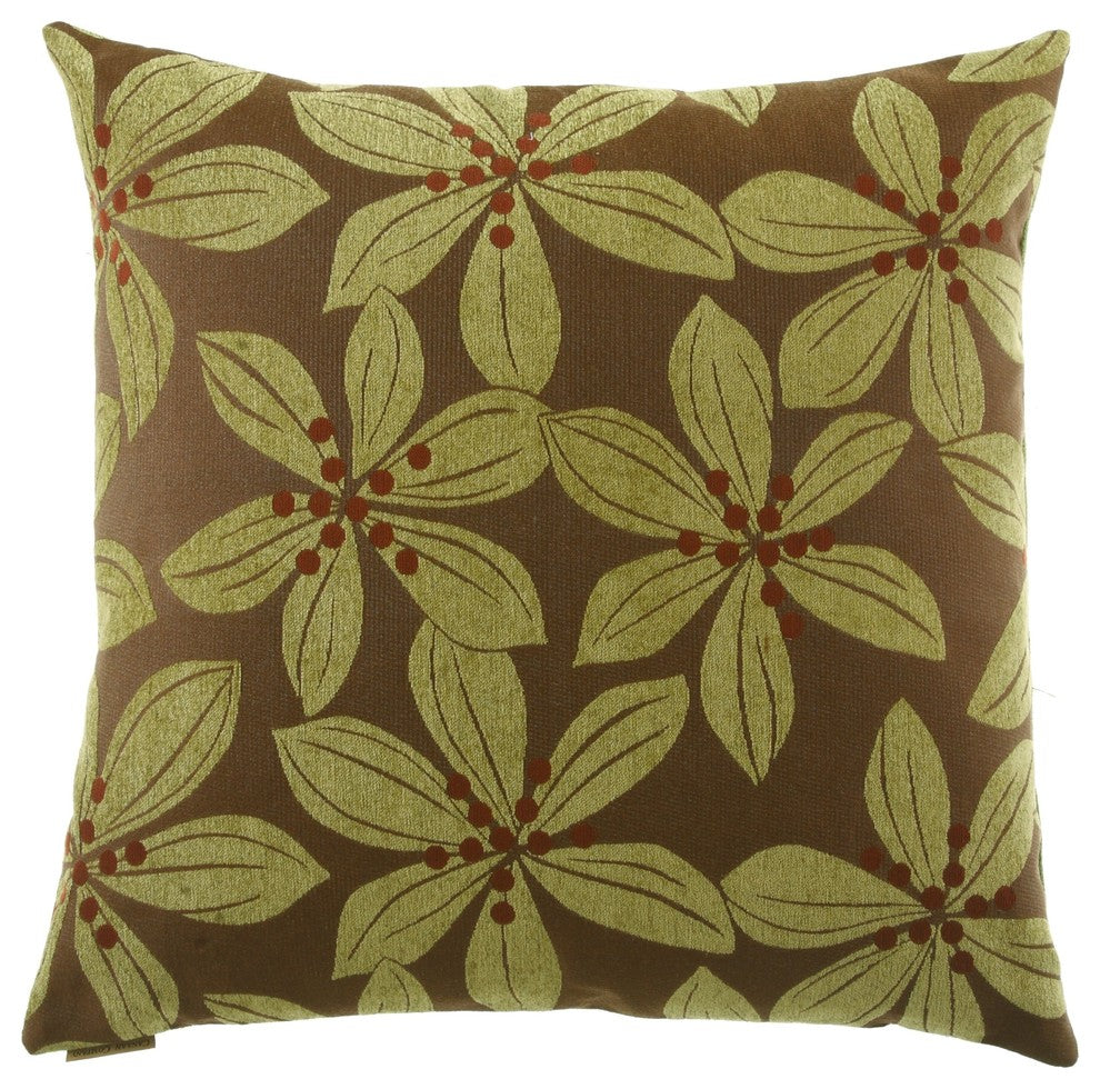 Tropical Leaf Green Feather Down Decorative Throw Pillow, 24x24