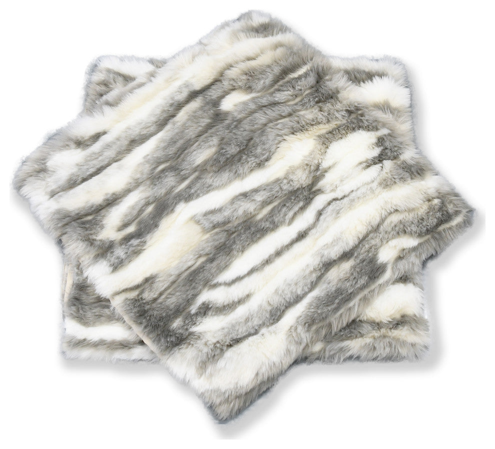 Jacquard Faux Fur Pillow Covers Set of 2, Grey, 26'' x 26''