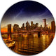 Manhattan Sunset On East River, Cityscape Photo Round Wall Art, 11"