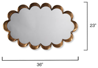 Scalloped Steel Mirror in Antique Brass