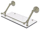 Prestige Que New 18" Floating Glass Shelf with Gallery Rail, Polished Nickel