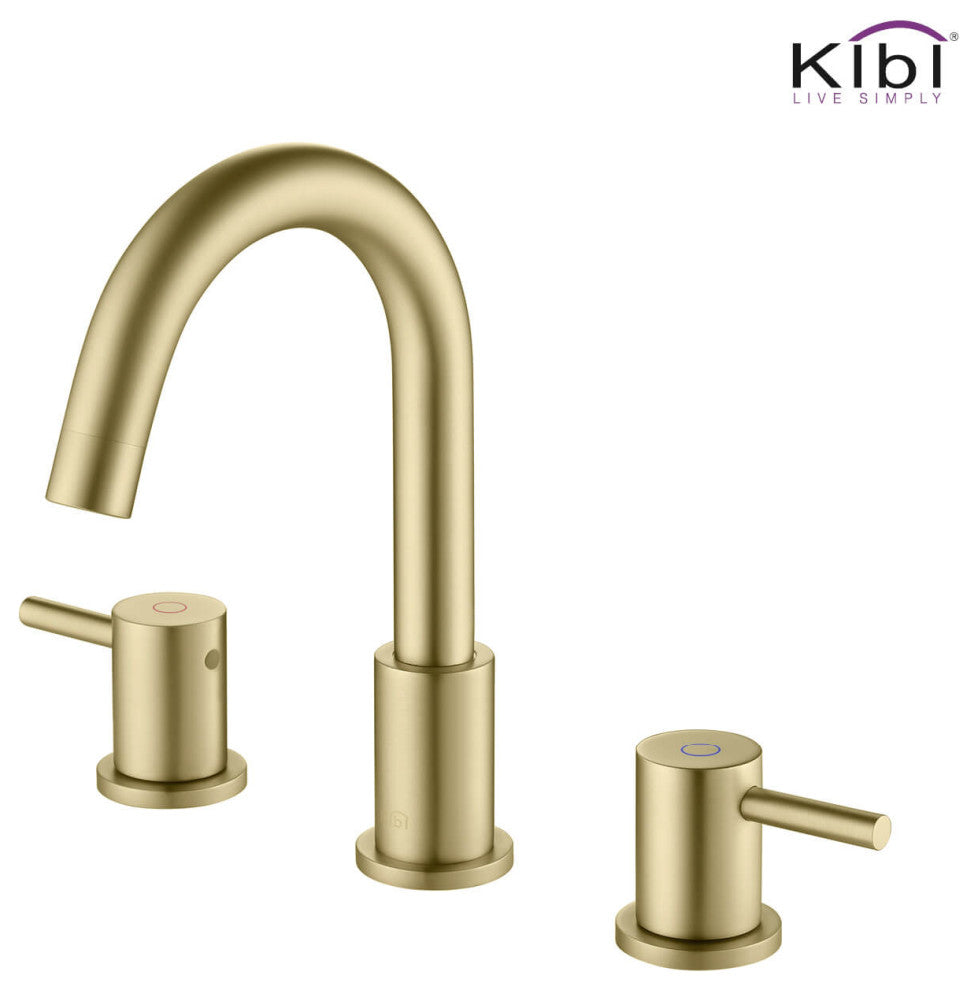 Circular Widespread Sink Faucet With Pop-Up Drain, Brush Gold
