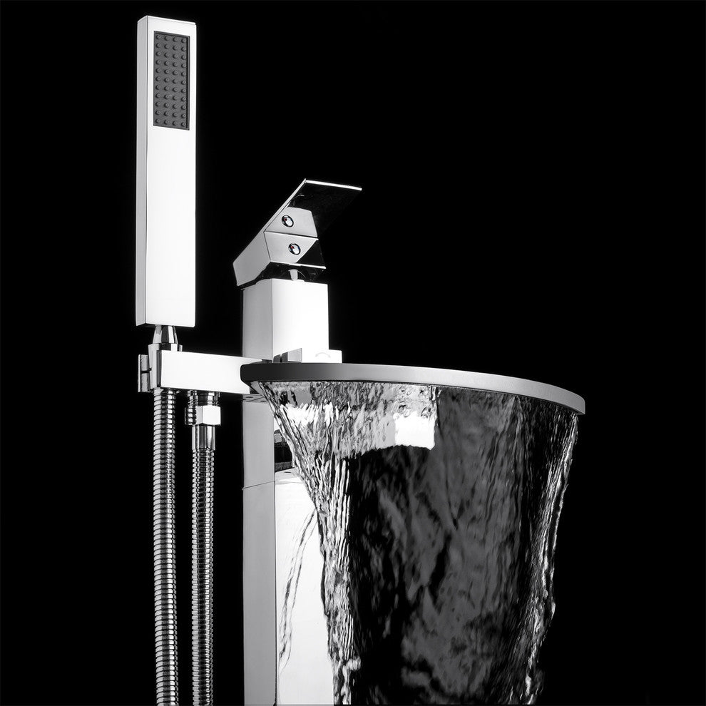 AKDY Freestanding Bathtub Waterfall Style Faucet, Floor Mount