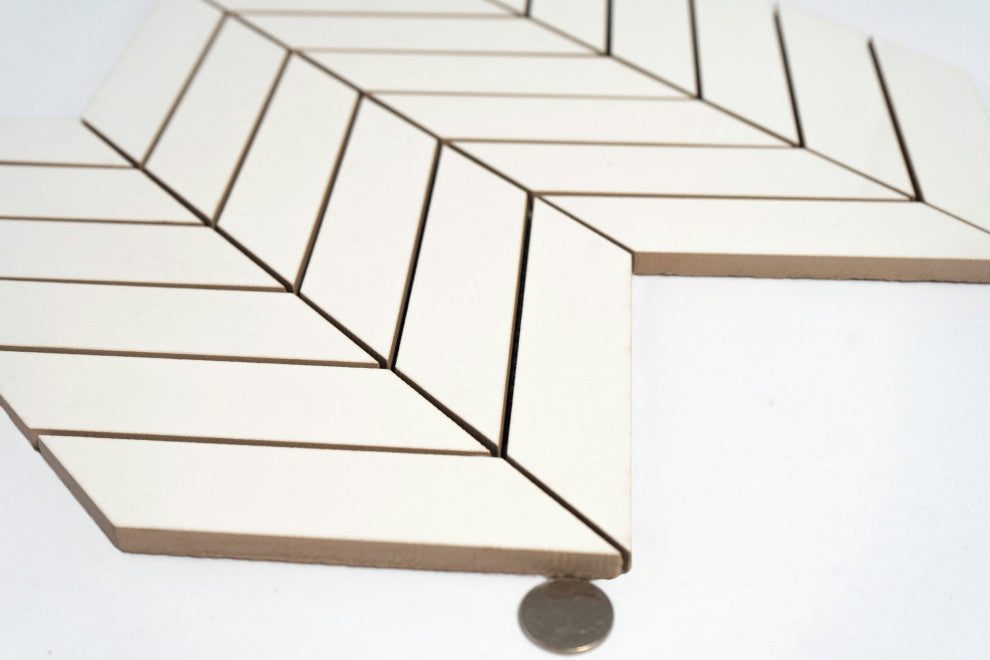 Chevron 11.8"x11.8" Herringbone Snow Porcelain Wall & Floor Mosaic Tile