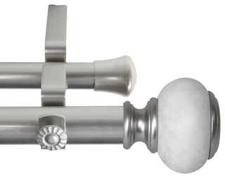 Hadley 1" Diameter Double Curtain Rod, Satin Nickel, 48-84"