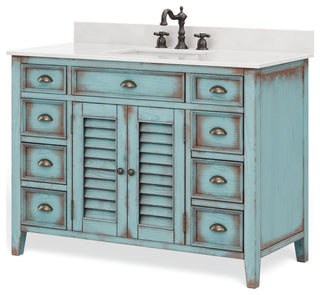 The Aurora Bathroom Vanity, Blue, 47", Single Sink, Freestanding