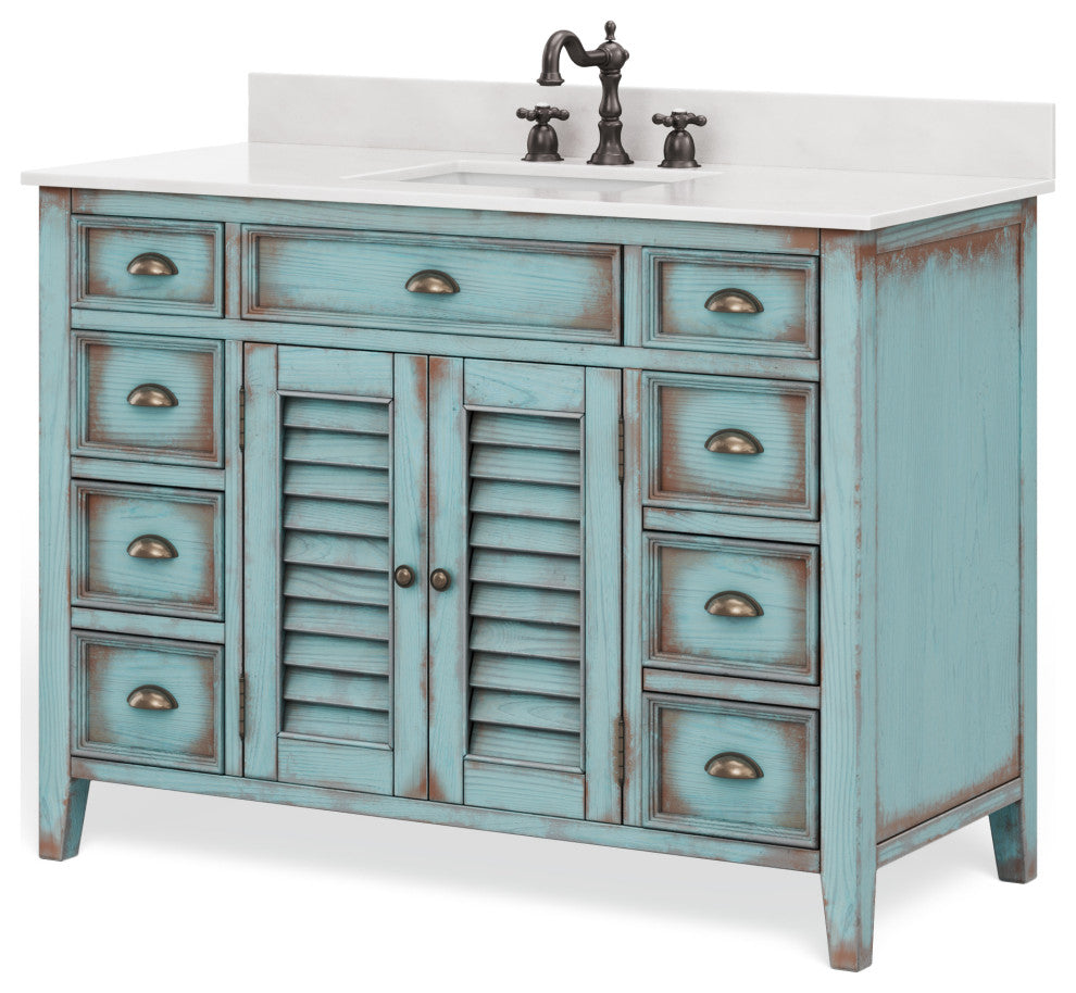 The Aurora Bathroom Vanity, Blue, 47", Single Sink, Freestanding