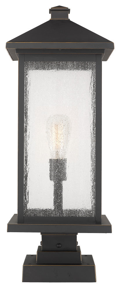 Z-Lite 1 Light Outdoor Pier Mounted Fixture Oil Rubbed Bronze 531PHBXLS-SQPM-ORB