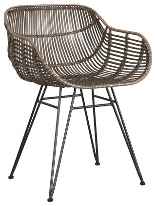 Ryanne Arm Dining Chair - Dark Rattan/Black