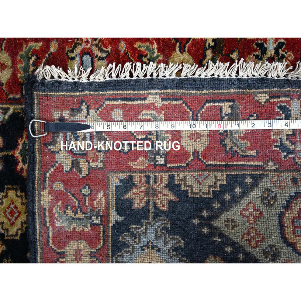 Pastel Black Hand Knotted Karjihooz Design Wool Runner Rug, 2'9"x11'10"