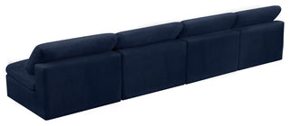 Cozy Velvet Upholstered Comfort Modular Armless Sofa, Navy