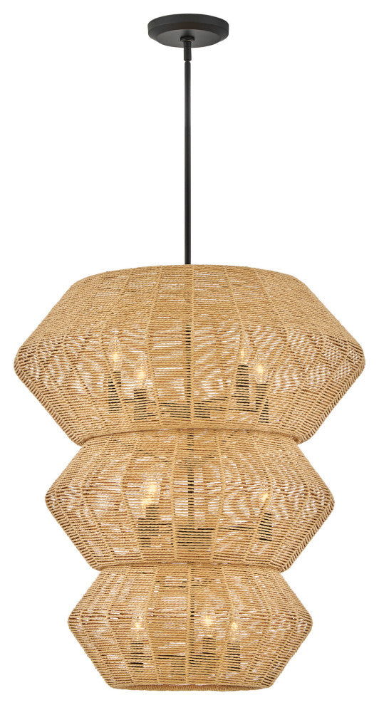 Hinkley Lighting 40388 Luca 10 Light 28"W Waterfall Chandelier - Black / Camel