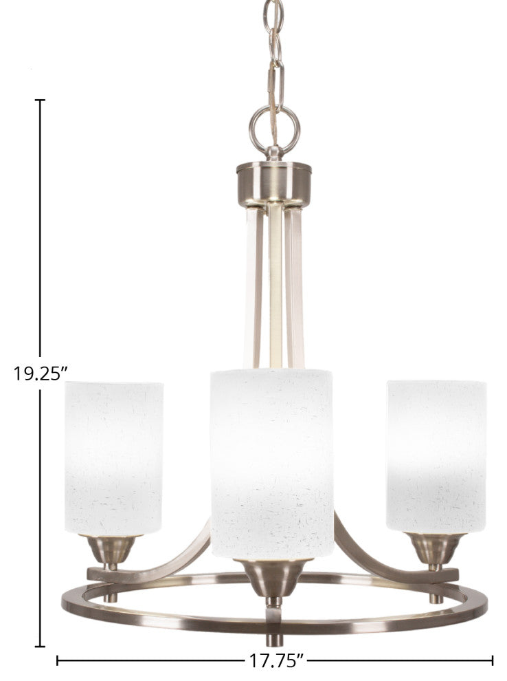 Paramount Uplight 3-Light Chandelier, Brushed Nickel, 4" White Muslin Glass