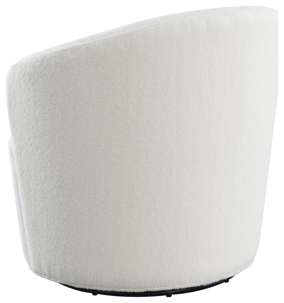 Joyce Upholstered Barrel Back Swivel Chair White