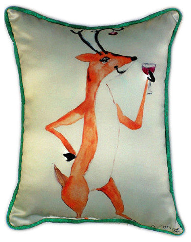 Pair of Betsy Drake Deer Party Large Pillows 16 Inchx20 Inch