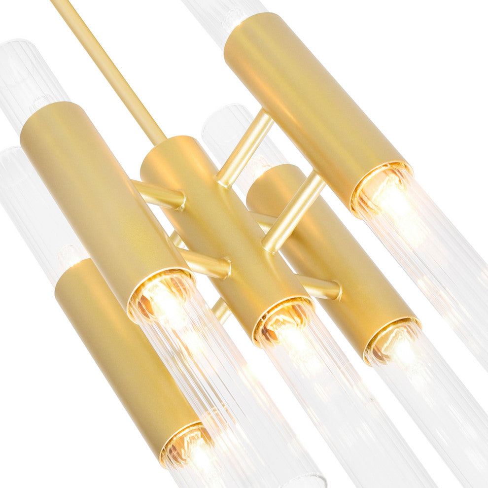 Orgue 9 Light Mini Pendant With Satin Gold Finish
