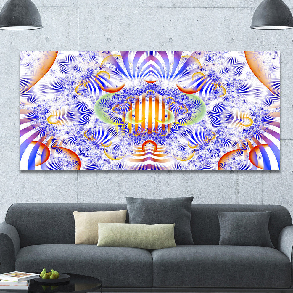 Magical Fairy Pattern Blue, Oversized Abstract Canvas Art Print, 60x28