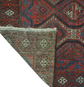 Vintage Distressed Jaskon Red/Charcoal Rug, 3'8 x 7'1