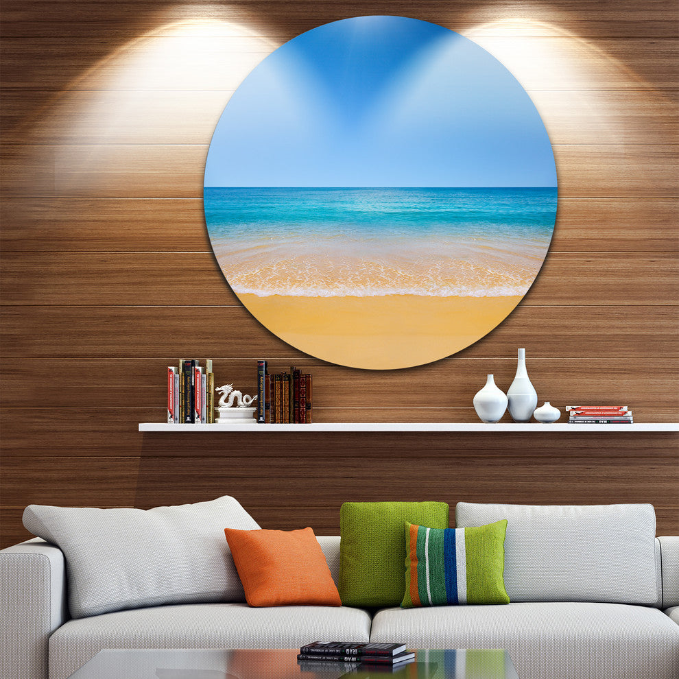 Dark View Of Tropical Beach, Seashore Photo Disc Metal Artwork, 23"