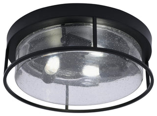 16" 3-Light Flush Mount Light, Matte Black, Clear Bubble Glass