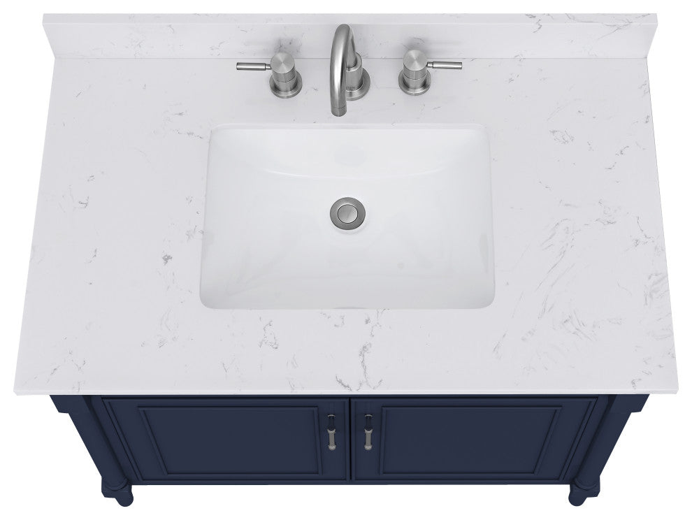 Avanity Bristol 36" Vanity Combo, Navy Blue and Cala White Engineered Top