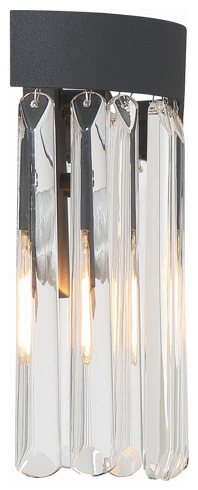 Emory 4-Light Black Forged Bathroom Vanity, Clear Glass