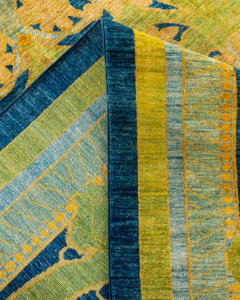 Arts and Crafts, One-of-a-Kind Handmade Area Rug Blue, 17'4"x12'1"