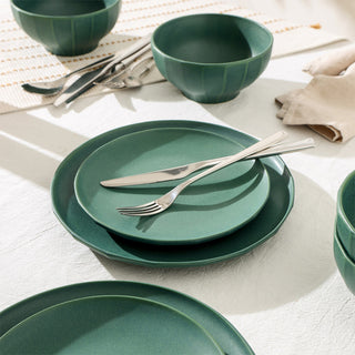 Stone Lain Rio Stoneware 12-Piece Dinnerware Set, Green