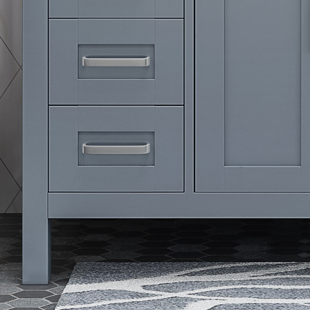 Grace Contemporary 48" Wood Single Sink Bathroom Vanity With Marble Counter Top, Gray
