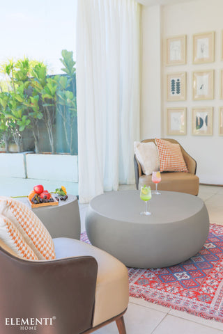 Ikaria 42" Egg-Shape Concrete Coffee Table, Space Grey
